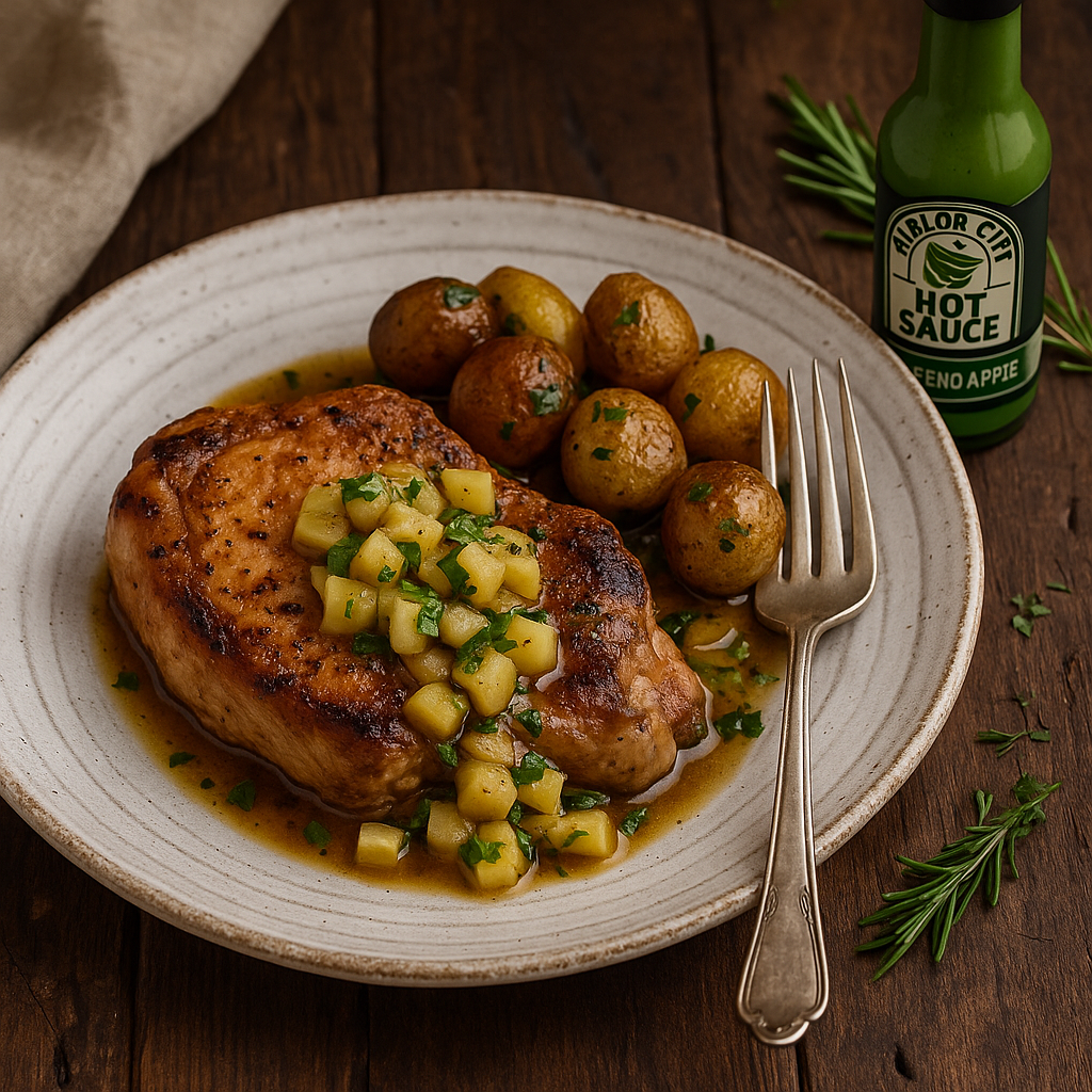Autumn Pork Chops with Jalapeño Apple Pan Sauce