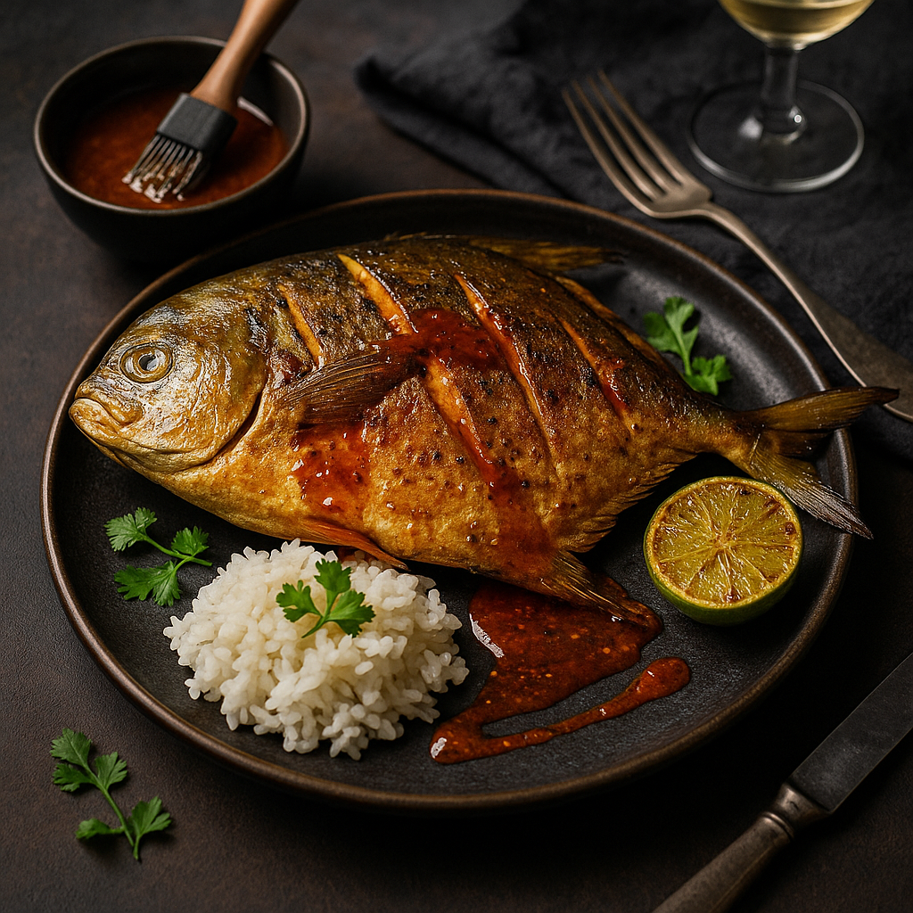 Grilled Golden Pompano with Sweet Heat Drizzle