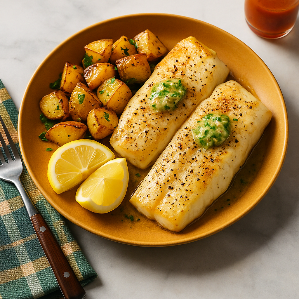 Pan-Seared Cod with Apple Jalapeño Herb Butter